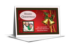 Christmas Holiday Mistletoe Jingle Bells Cards with photo 7.875